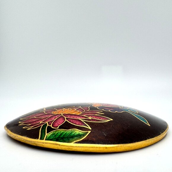 Cloisonne Vtg Enamel Butterfly Floral Belt Buckle Metal 2 3/8" Womens 70s Boho - Picture 7 of 7
